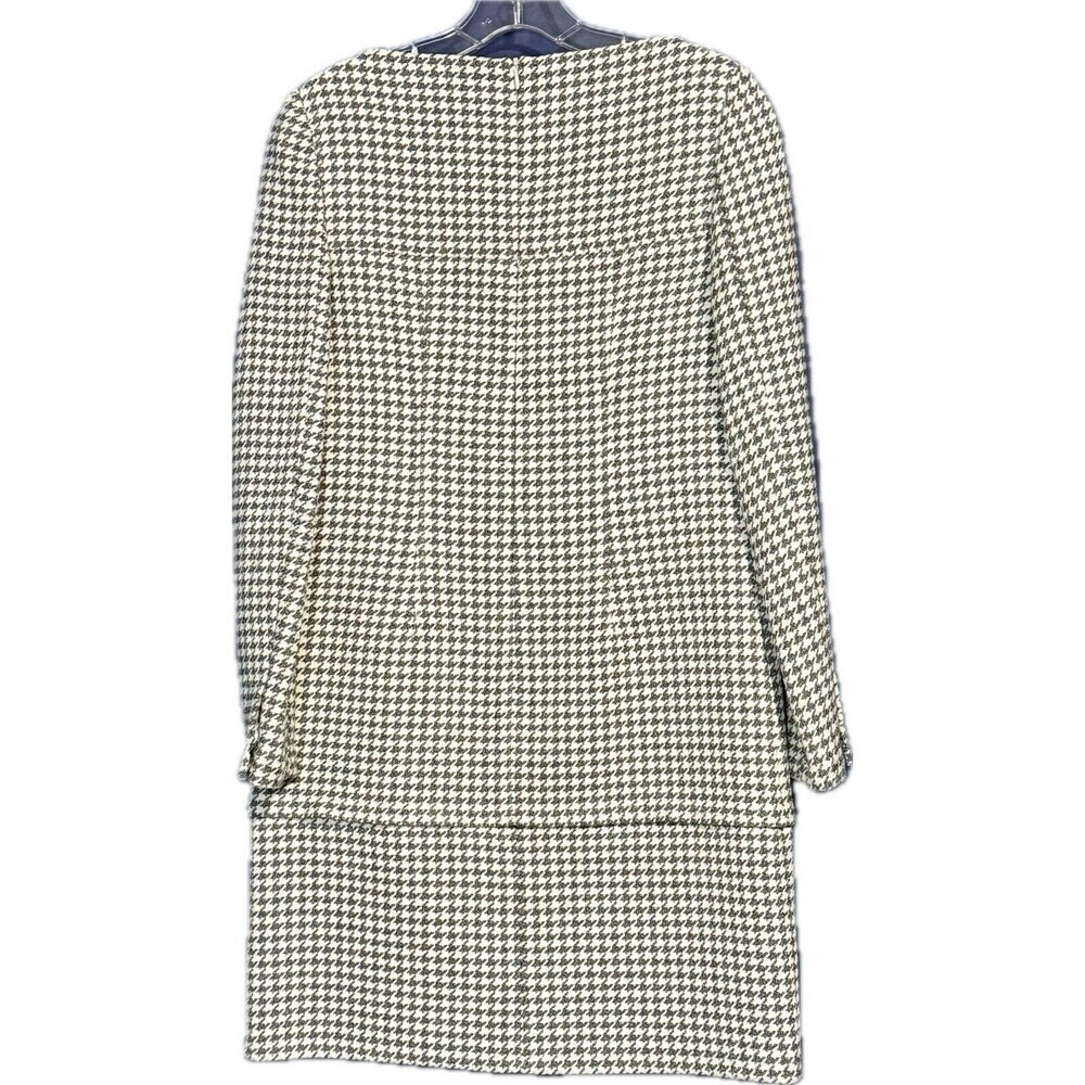 Anne Klein Midi Dress Womens Sz 2 Gray White Houndstooth Poly / Viscose Office - Picture 2 of 4